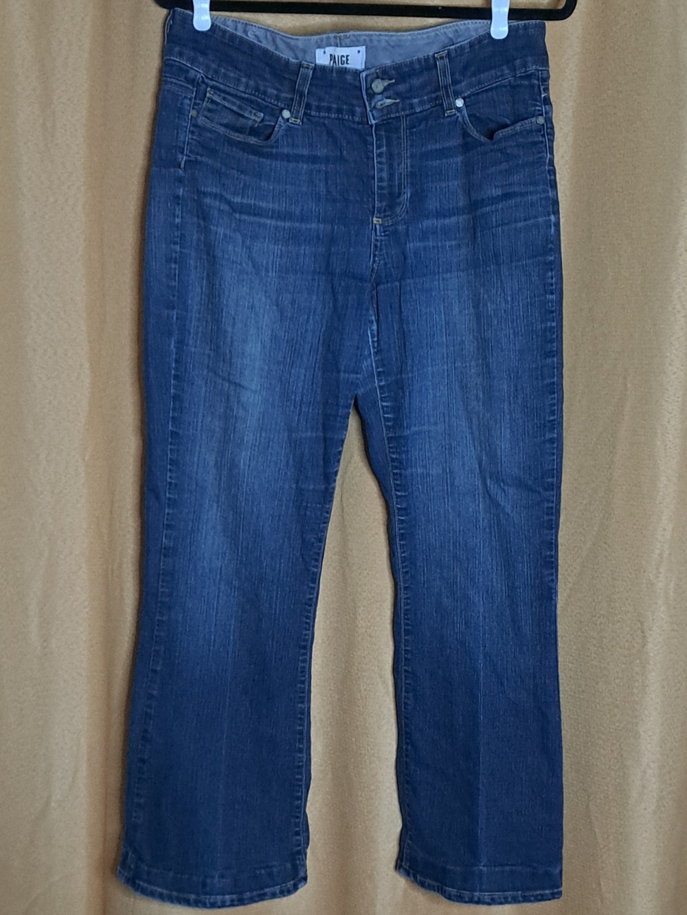 Paige Women's Dark Blue Straight Leg Jeans. Hidden Hills